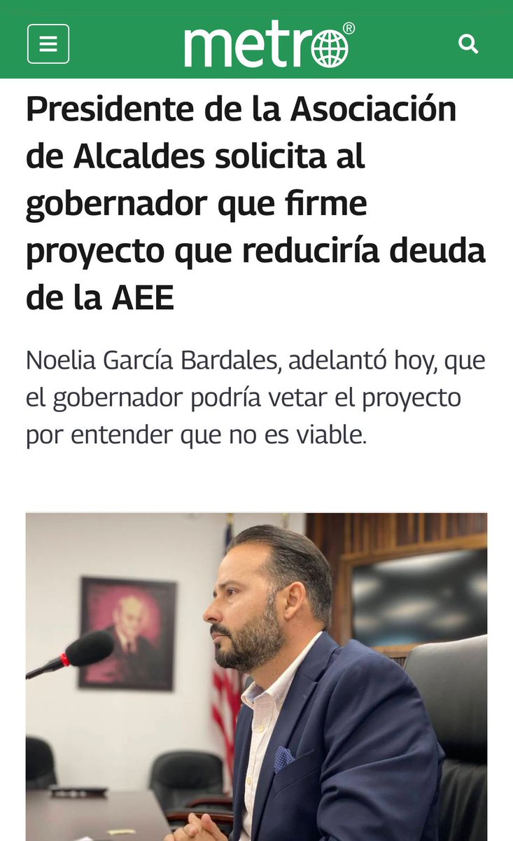 “Luego del análisis de la realidad de la AEE, la situación del País, y la necesidad de promover el desarrollo económico, es importante la aprobación del #pc1383 . Un plan de ajuste basado en nuevos aumentos en la factura a los consumidores, representaría un daño irreparable”