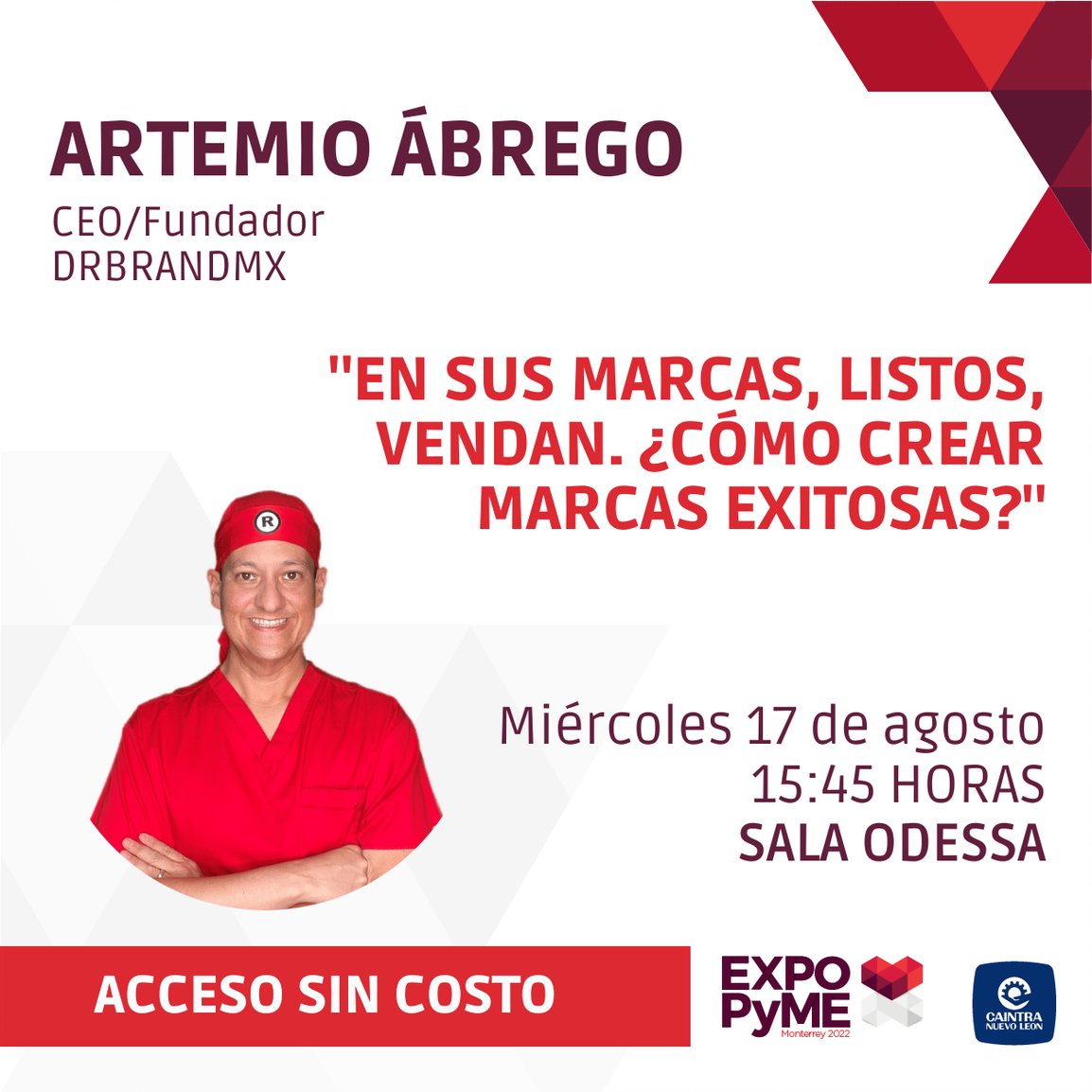 Te gustaría escuchar la versión 2022 de una conferencia que ha sido escuchada por miles de personas?

En EXPO PYME en Cintermex.
Te espero el 17 de agosto a las 15:45 en la sala ODESSA.

Regístrate aquí.

 bit.ly/3MQRmAe 

#ExpoPYME2022