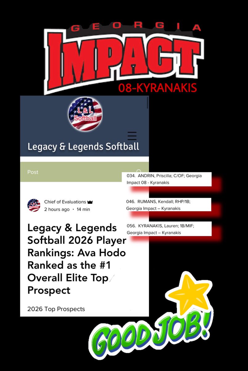 RyanKyranakis's tweet photo. Thank you @LegacyLegendsS1 for the recognition of our players’ hard work.   Proud of you, @priscillaandrin, @Kendall2026, and @laurenkyranakis.  Way to go ladies! https://t.co/5xPBVU06IT