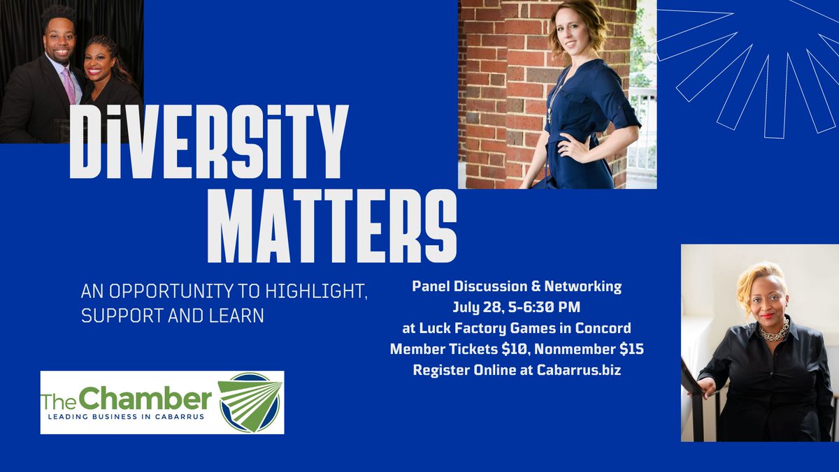 cabarruschamber's tweet photo. Join us as we celebrate the diversity of our local business community by highlighting minority, woman &amp; veteran-owned businesses! Events will include networking as well as a moderated discussion by small business professionals in our community. Learn more: https://t.co/qNIUbBHoR9 https://t.co/Zewt14les3