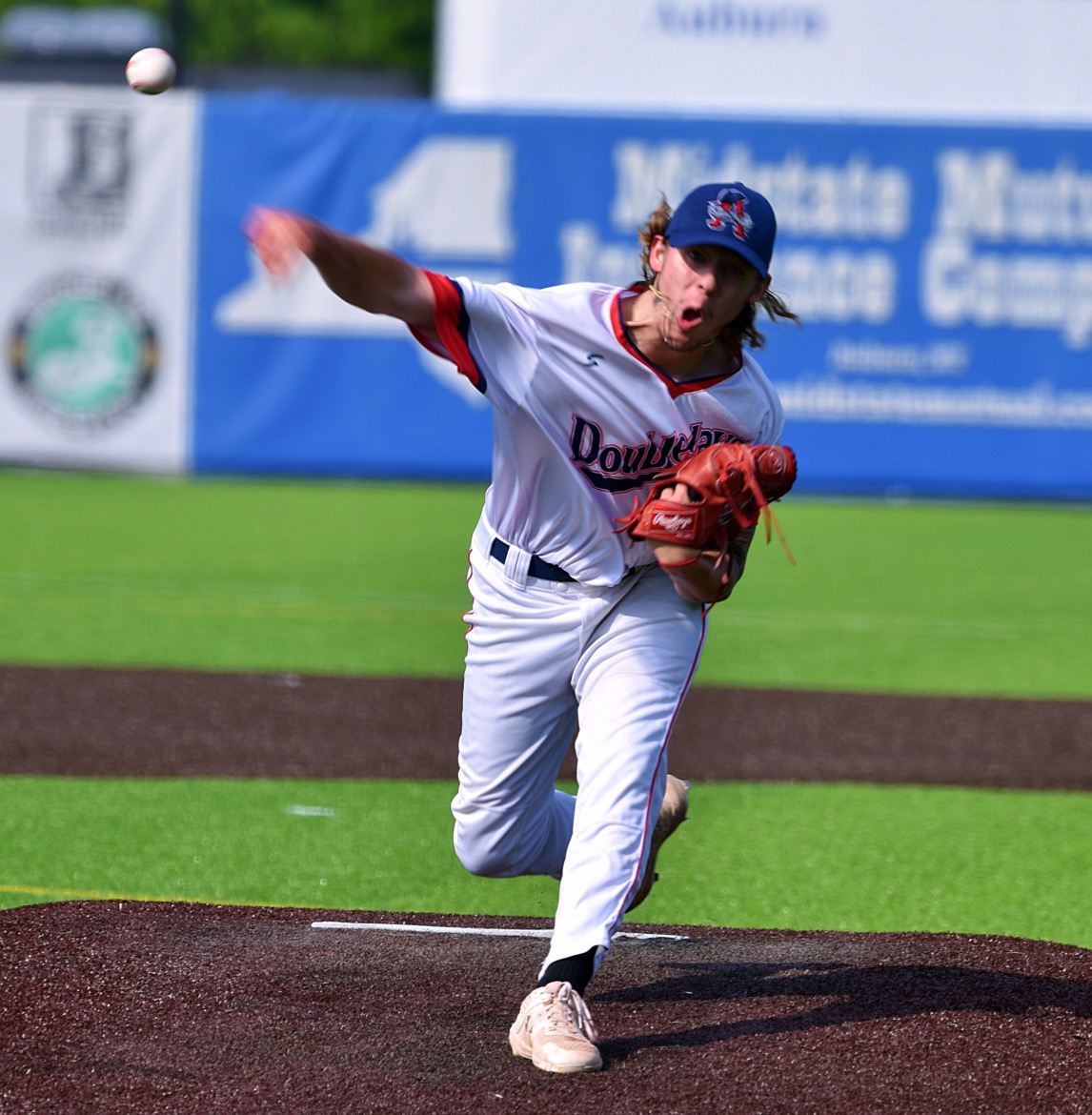 Congratulations to former Auburn Doubledays pitcher Matt Brosky for being drafted in the 8th round by the Texas Rangers. Brosky was a member of the inaugural PGCBL Doubledays team in 2021. (Photo credit: James Farrance)