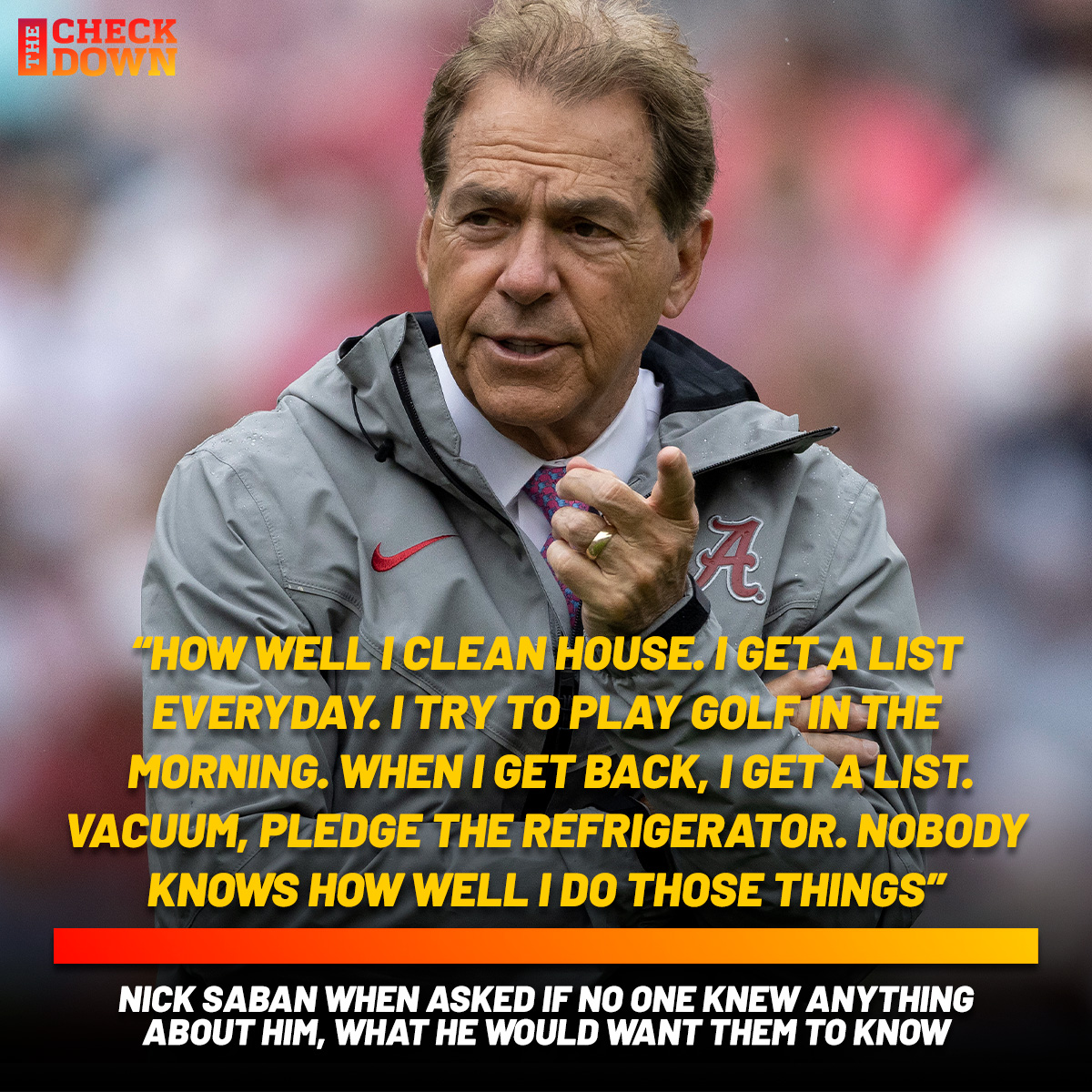 Nick Saban isn't just an elite coach. 🧼🧹

📸: Vasha Hunt/AP