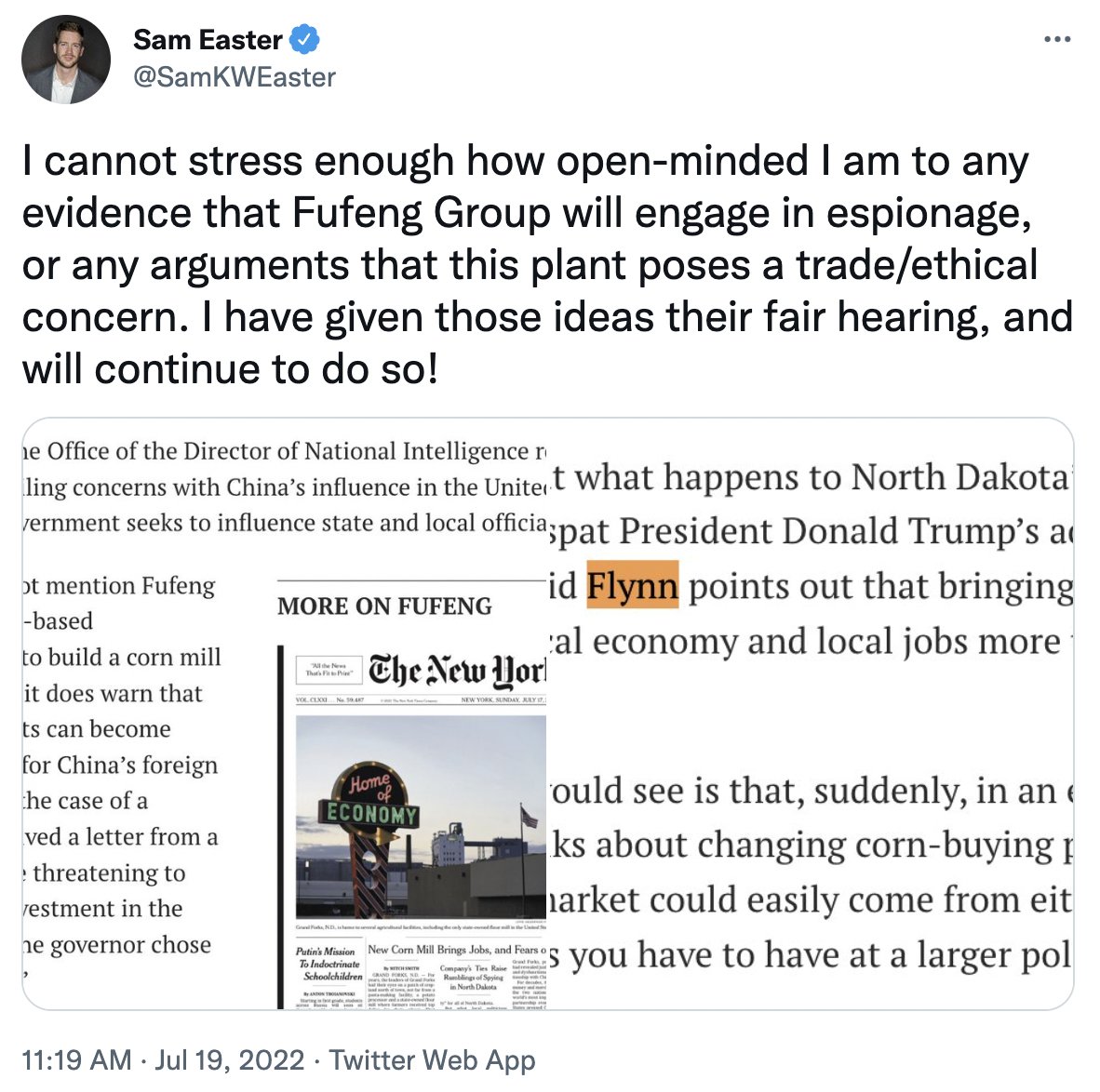 Sam Easter tweet media