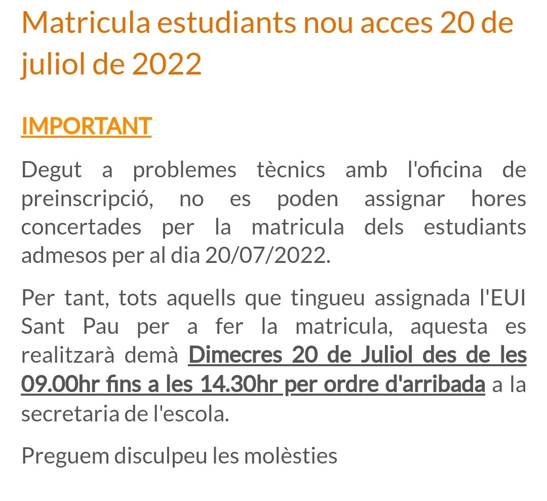 EuiSantPau's tweet photo. ⚠️⚠️⚠️Atenció!!⚠️⚠️⚠️ https://t.co/9a1eYg1495