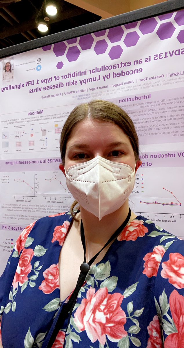 Had such a great poster session last night <a href="/AmerSocVirol/">American Society for Virology</a>. For anyone who didn’t get to talk to me but would like to know more about my work on lumpy skin disease virus, please reach out😁🦠! #ASV2022 #poxrocks #phdlife