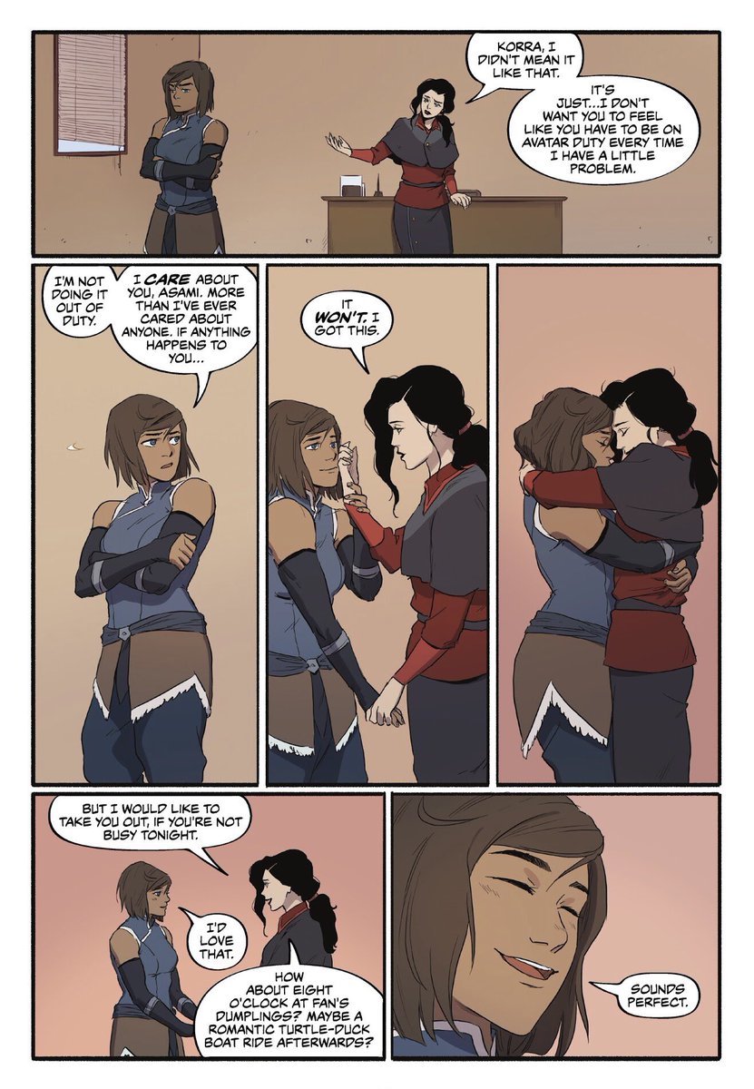 korra immediately going from 😠 to 🥺 cause asami held her hand a little bit. ok gayass. 