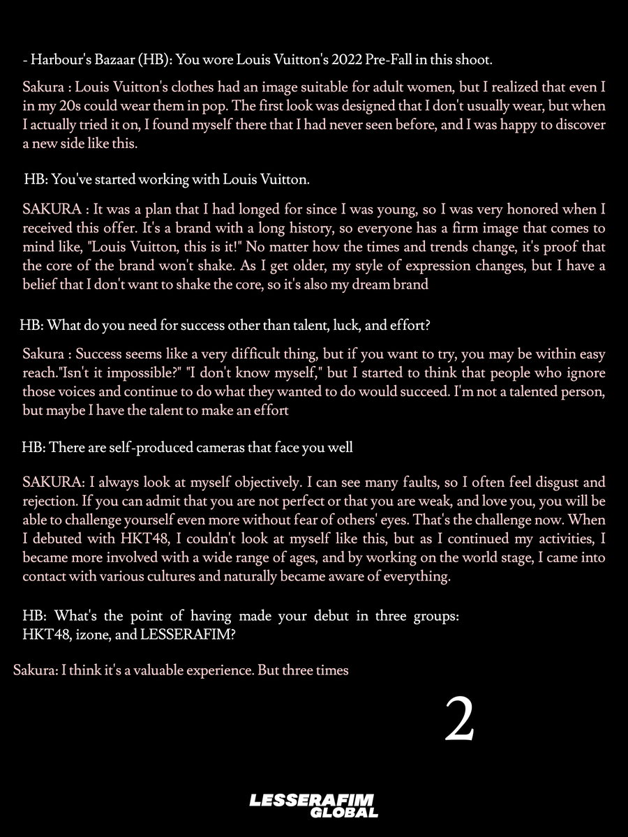 [TRANS] 

SAKURA'S interview with HARPER'S BAZAAR JP 

#LE_SSERAFIM <a href="/le_sserafim/">LE SSERAFIM</a> #SAKURA