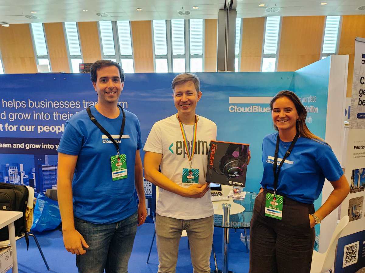 ThisisCloudBlue's tweet image. Day 2 at #JBCNConf in sunny #Barcelona. Our booth is filled with swag for attendees to pick up while they learn about careers at CloudBlue and how they can help change how the world does business.

#JavaWorld #techinbcn #jbcn22 #LifeAtCloudBlueSpain