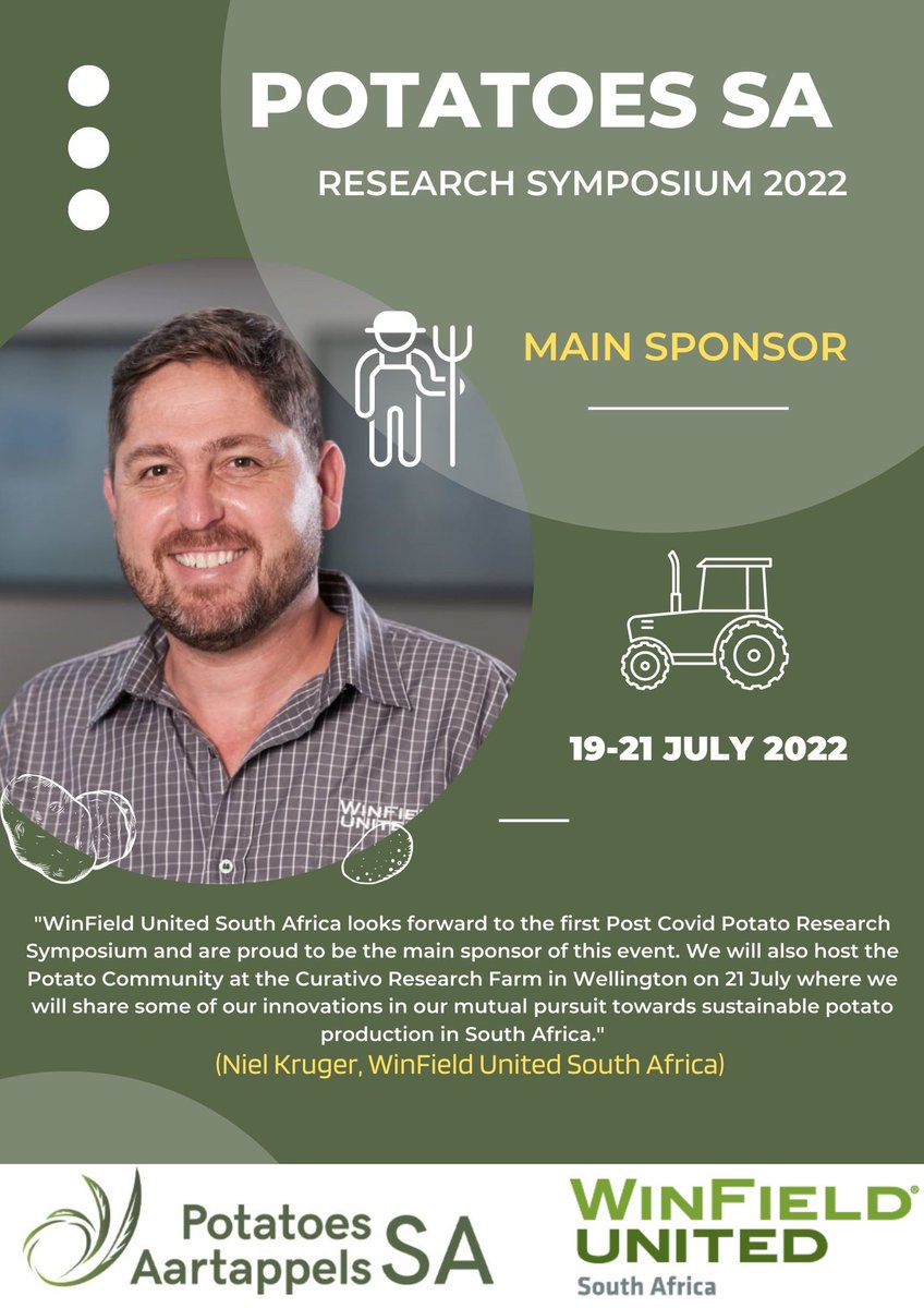 potatoes_za's tweet photo. A shout-out to @WinFieldUnited, the main sponsor of #PotatoesSouthAfrica Research Symposium 2022. Thank you! Together, we continue the pursuit of #ThePerfectPotato. 🥔🏆🌿 https://t.co/vGzvsCkpGZ