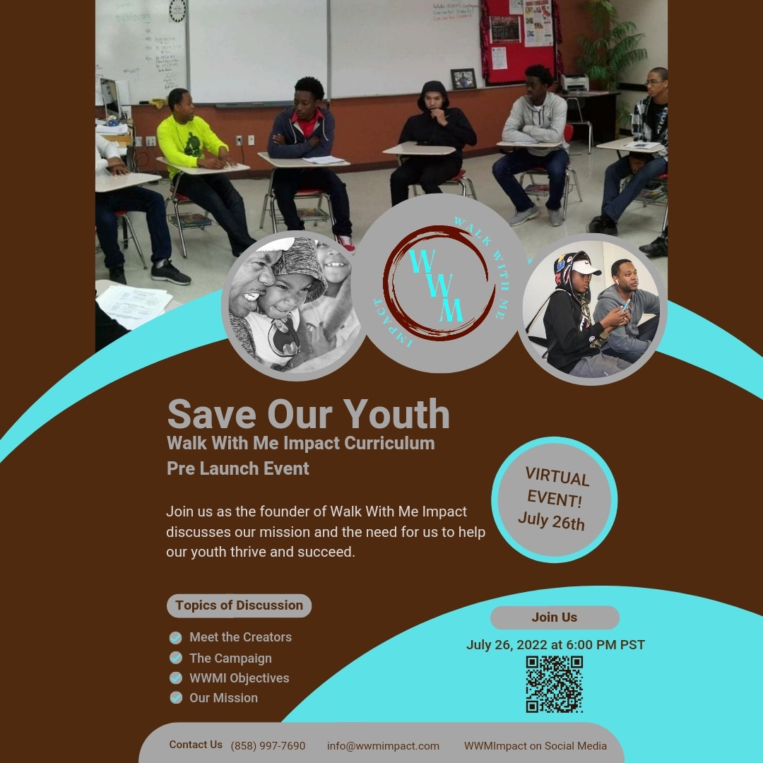 wwmimpact's tweet photo. New #YouthMentoringCurriculum join us to learn more. July 26th 6pm PST virtual event.  #walkwithmeimpact 
#WWMI #wwmimpact #wwmmentors #wwmkickstarter #gunviolenceprevention #substanceabuseawareness #SaveOurKids #youthdevelopment #stopfentanylabuse #education https://t.co/R7OWPXCoK6