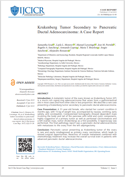 ijcicr's tweet photo. **JUST PUBLISHED**
#Krukenberg #tumor secondary to pancreatic ductal #adenocarcinoma
DOI - 10.55828/ijcicr-11-05
Click to read full article - https://t.co/ghL0NlR75u
#carcinomas #oncology #metastasis #callforpapers #casereports #medical #clinical #clinicaltrials #openaccess https://t.co/cS8aHVSNR1