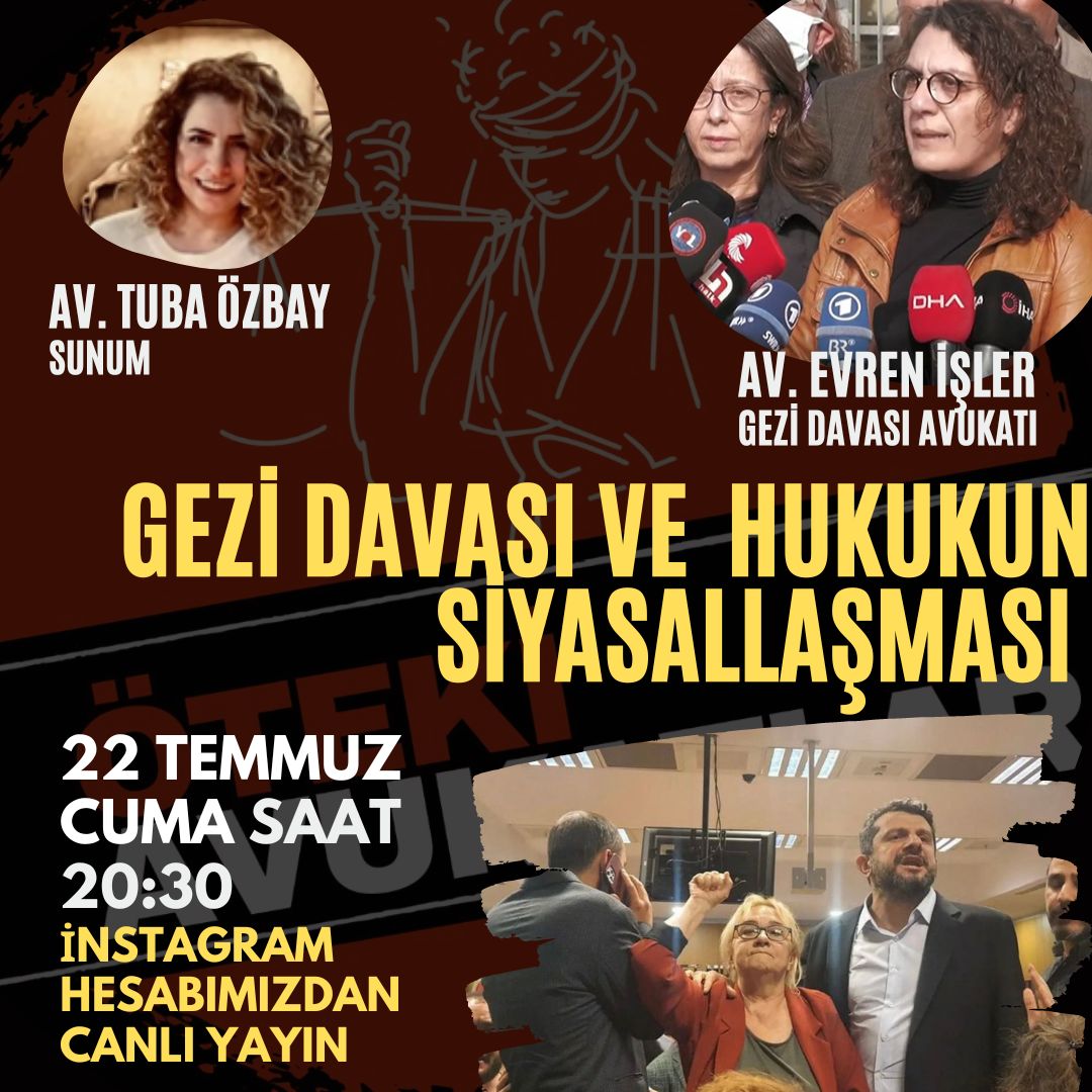 Gezi davası pratiğinde hukukun siyasallaşmasını konuşuyoruz... #tayfunkahraman #gezidavasi #gezi #canatalay #mucellayapici