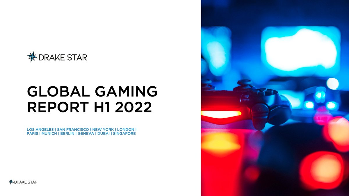 DrakeStar_'s tweet photo. Drake Star is pleased to publish the June 2022 edition of its Global Gaming Industry Report.

View &amp; download ⬇️
https://t.co/gbjc4SrrA1

#Gaming #Gamingnews #Esports #Innovation #Gamingindustry #SPAC #IPOs #MergersandAcquisitions #DrakeStar #GameDev #Report #DrakeStar https://t.co/ijGUO15sx1