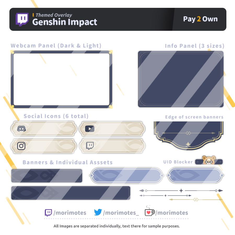morimotes_'s tweet photo. 2nd overlay available on my ko-fi is... Genshin Impact! for streamers that are looking to have an overlay to match the game's interface. You can build multiple layouts with it, have fun with what fits your channel! #Genshinlmpact #overlay #Kofi

https://t.co/pg39fsJ7vW https://t.co/vuTtBbrpyg