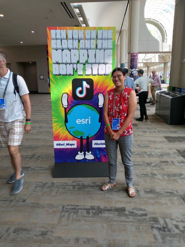 GISatUWF's tweet photo. UWF MS GIS Administration students attended Esri UC 2022 this past weekend. GIS TA, Brittney Joe (pictured) and Tyler Smith. https://t.co/r42kfhfl94
