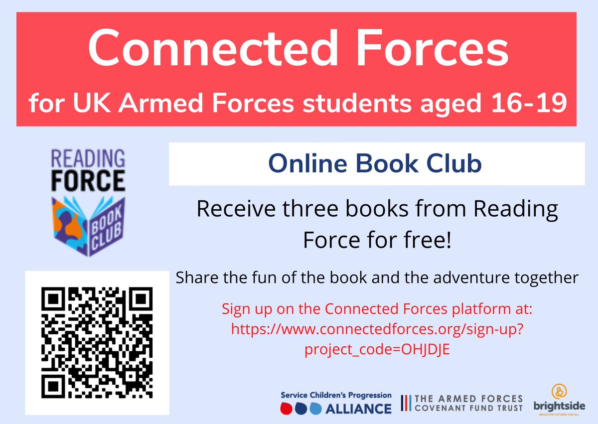 Calling all 16-19 year olds looking for something to do over the summer.  Why not join our book club on the Connected Forces platform? Receive 3 free bookings to your door from Reading Force! <a href="/ReadingForce/">Reading Force team</a>