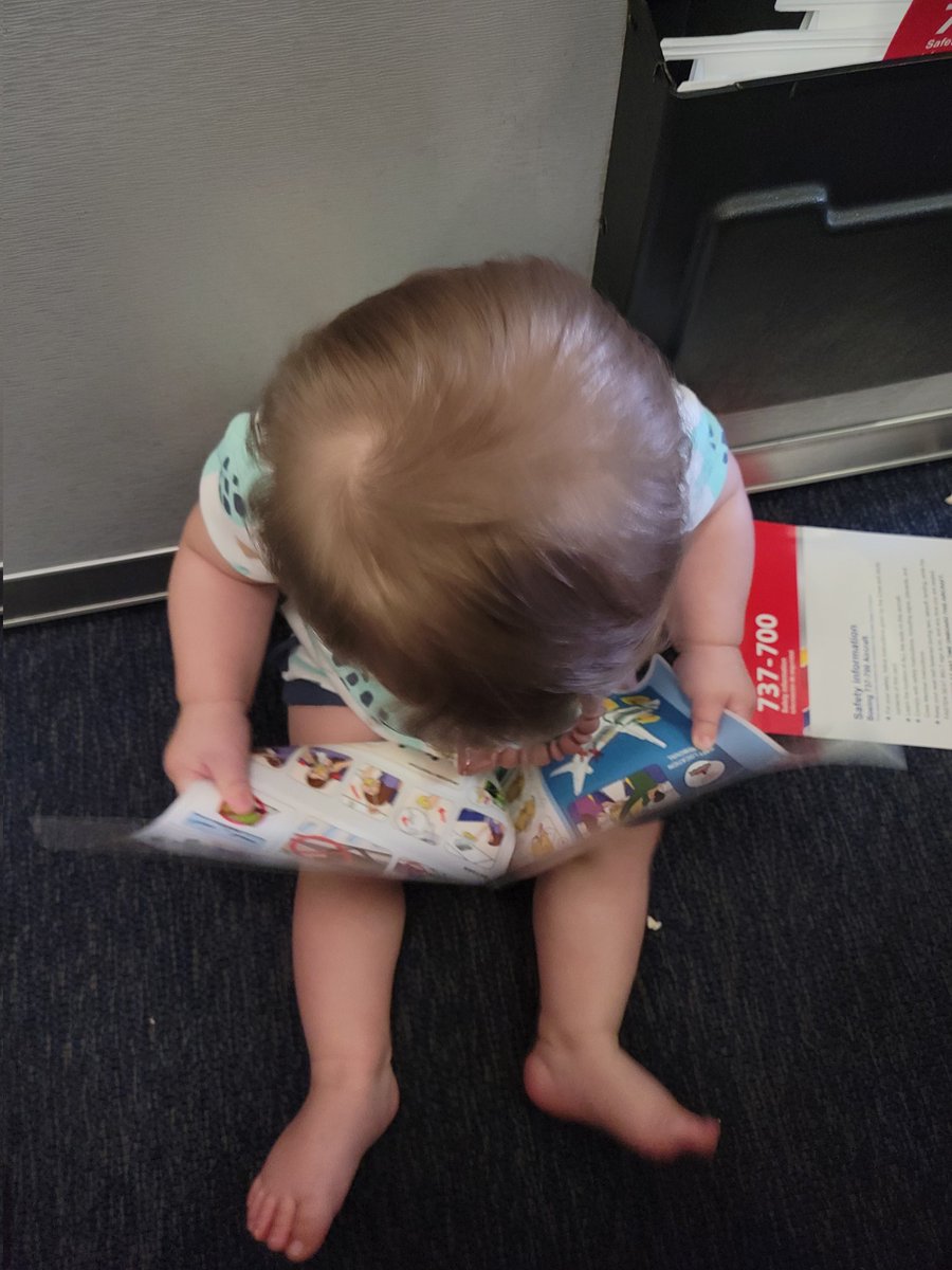 cupcakemenace's tweet photo. Studying the safety card before taking off for his flight home on @SouthwestAir https://t.co/obsRQDoU6d