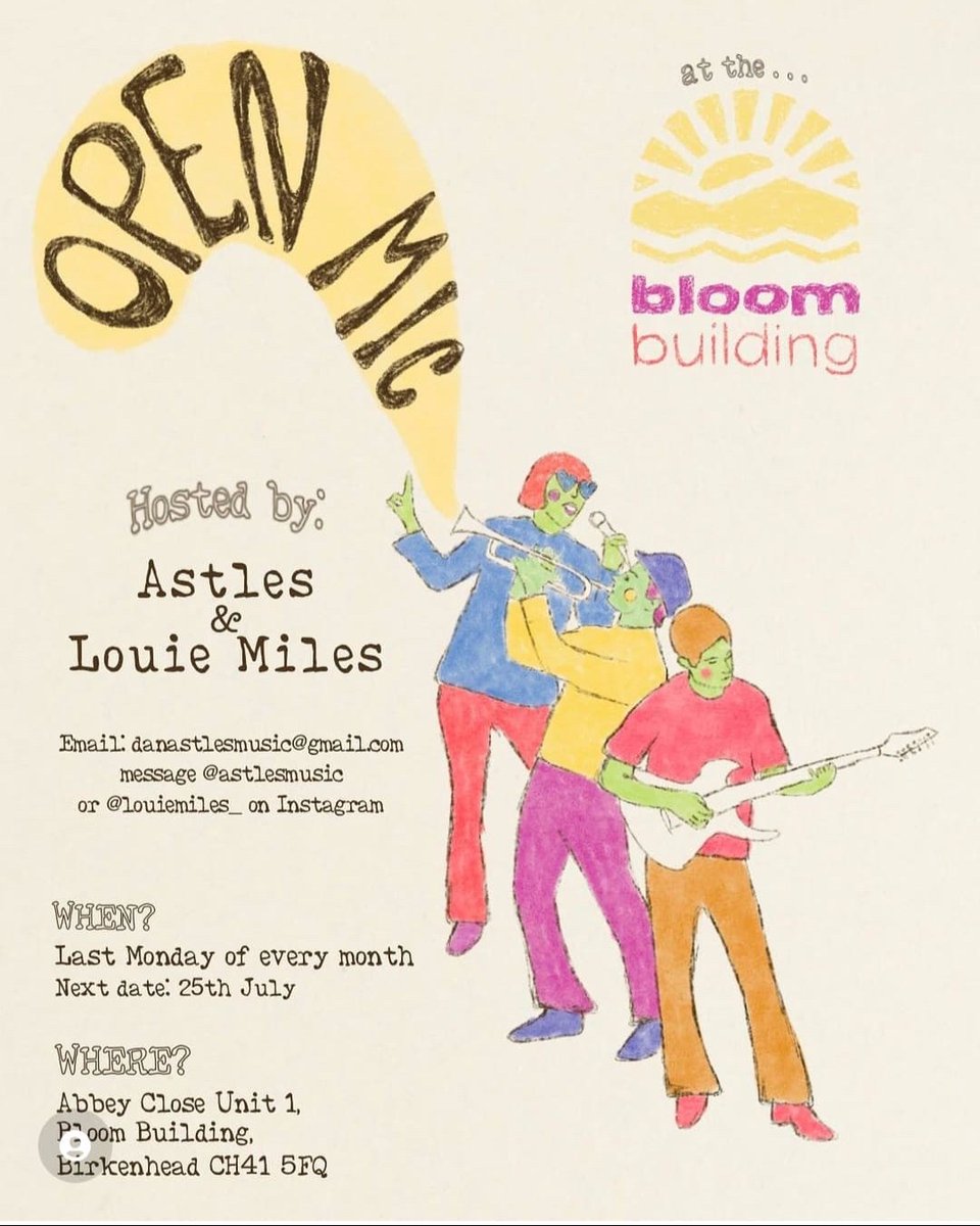 🎤Open Mic at Bloom 🎤 Bloom's open mic hosted by Astles and Louie Miles is back and will be taking place on the last Monday of every month. 💫 This month it will be a next week- Monday 25th July from 7pm. 🤩