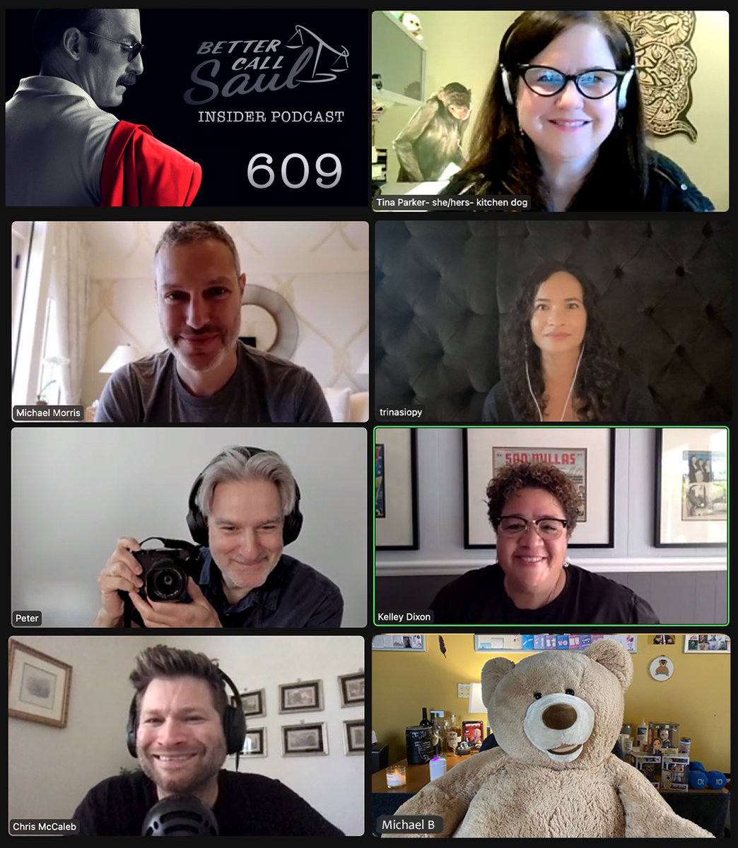 The <a href="/BetterCallSaul/">Better Call Saul</a> Insider Podcast 609! w/ #TinaParker #MichaelMorris <a href="/TrinaSiopy/">Trina Siopy</a> <a href="/petergould/">Peter Gould</a> <a href="/kelleydixon/">kelley dixon</a> + ME! Available now, FREE, almost anywhere you gets podcasts! Thanks to producer <a href="/futurejenn/">Jenn Carroll</a> #BetterCallSaul