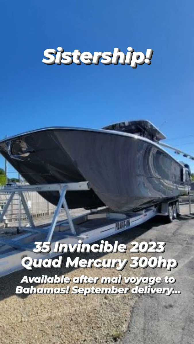 Available delivery August 2022.
35 Invincible 2023 with Quad Mercury 300hp.
LOADED!!!

#INVINCIBLEBOATS #INVINCIBLECAT #INVINCIBLECATAMARAN #VICTORYYACHTSALES #VICTORYMARINEHOLDINGS $VMHG #VMHG