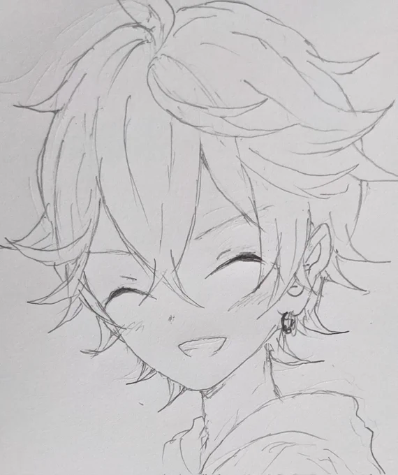 描き途中のタルタル置いて流石に寝るっ!やっぱイケメン描くの下手だということがわかったよ…おやすみ🌙*゜ 
