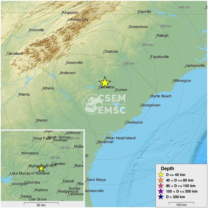 LastQuake's tweet photo. 🔔#Earthquake (#sismo) M2.4 occurred 24 km NE of #Dentsville (S. Carolina) 6 min ago (local time 12:06:45). More info at:
📱https://t.co/LBaVNedgF9
🌐https://t.co/JPAYkLlUBn
🖥https://t.co/5ypPky1XKF https://t.co/X7TI8iAW7k