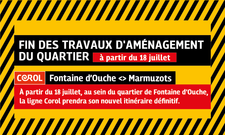 DiviaMobilites's tweet photo. ⚠️ Depuis hier, la ligne #Corol prend son nouvel itinéraire définitif dans le quartier de Fontaine d’Ouche suite aux travaux de réaménagement du quartier. 

👀Où prendre son bus ? 
Plus d'infos en commentaire du post 👇 https://t.co/AtzpvnzbO0