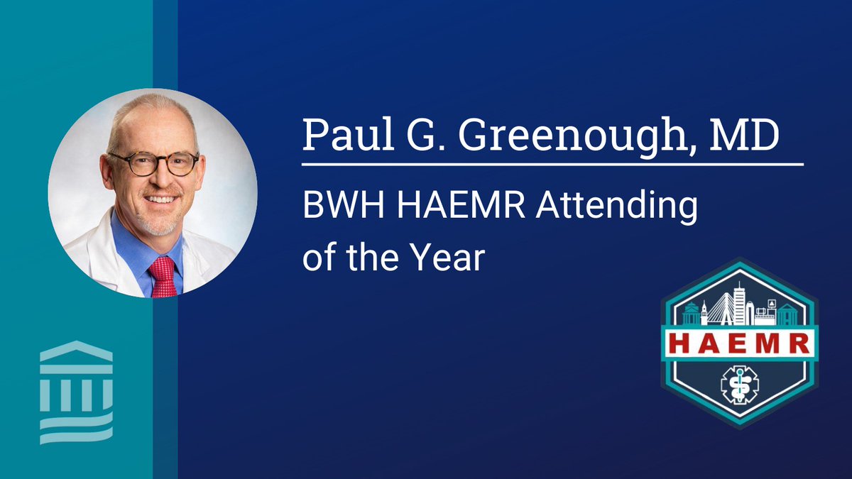 Dr. Paul G. Greenough was awarded 2022 BWH HAEMR Attending of the Year. Congratulations @GreenoughGregg! @EMRES_MGHBWH #emergencymedicine @BrighamWomens