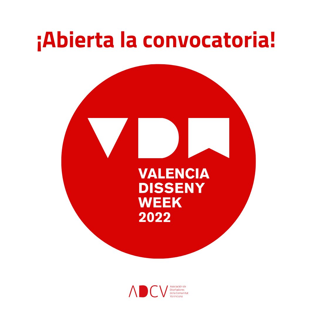 ⏰¡Últimos días de propuestas para la València Disseny Week 2022!⏰
🔺#VDW2022 tendrá un programa amplio y diverso con exposiciones, rutas, jornadas, talleres... presenciales y online
✍️¿Quieres incluir una actividad? 
adcv.com/valencia-disse…  

#WorldDesignStreeFestival #WDC2022