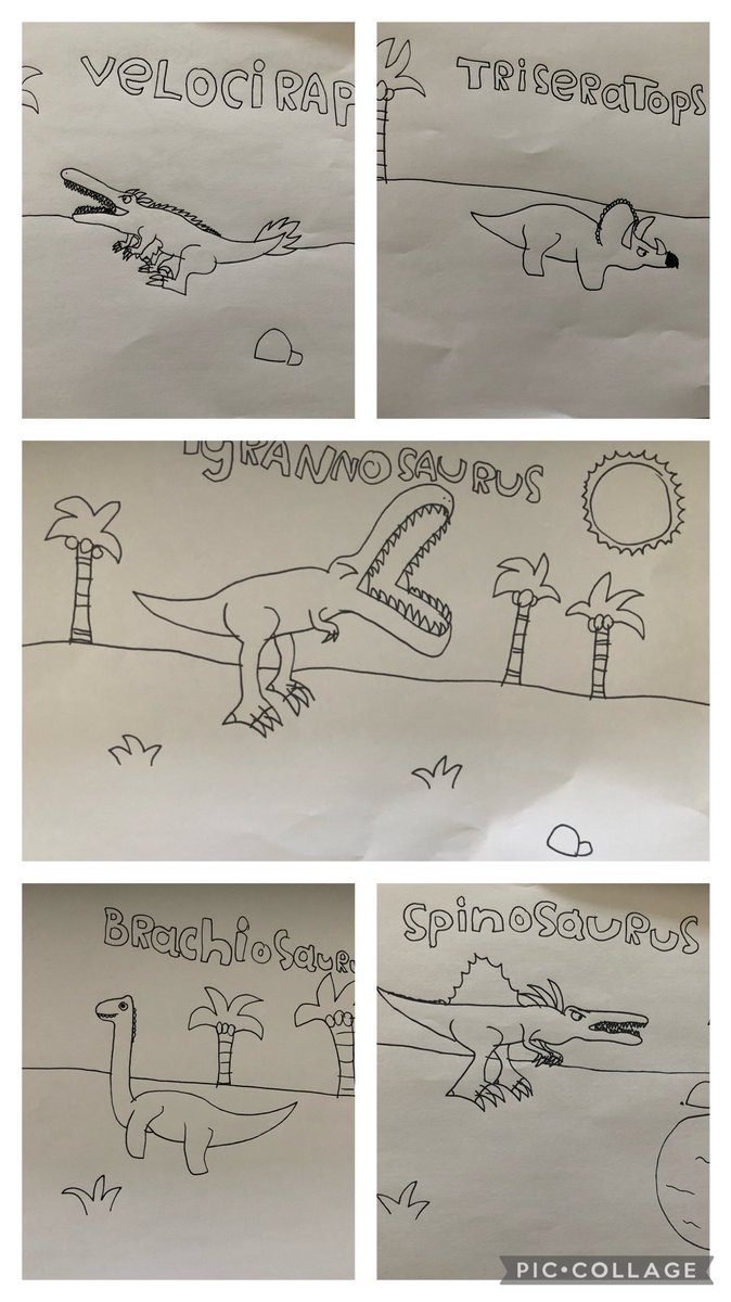 BeaverRoad_Pri's tweet image. Our resident artist Ned (Year 2) at Afterschool Club created these amazing dino colouring ins for the children to colour. How amazing is that?!😍🦕🦖terrifyingly terrific 🎨