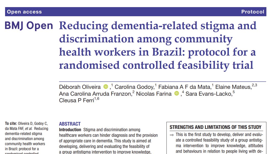🔴After several years working on it, the protocol of our @STRiDEDementia #dementia related anti #stigma intervention is out in @bmj_latest @BMJ_Open The local team will start the intervention soon! Check the details here: bmjopen.bmj.com/content/12/7/e… 🔴