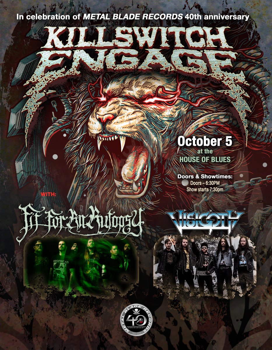 3 new shows! Tickets on sale FRIDAY 10am ET! 9/19 - Charleston, SC @ Music Farm w/ @suicidesilence 9/22 - Albany, NY @ Empire Live w/ @suicidesilence and @LybicaBand 10/5 - Las Vegas, NV @ House of Blues - Metal Blade 40th Anniversary w/ @fitforanautopsy and @VisigothSLC!