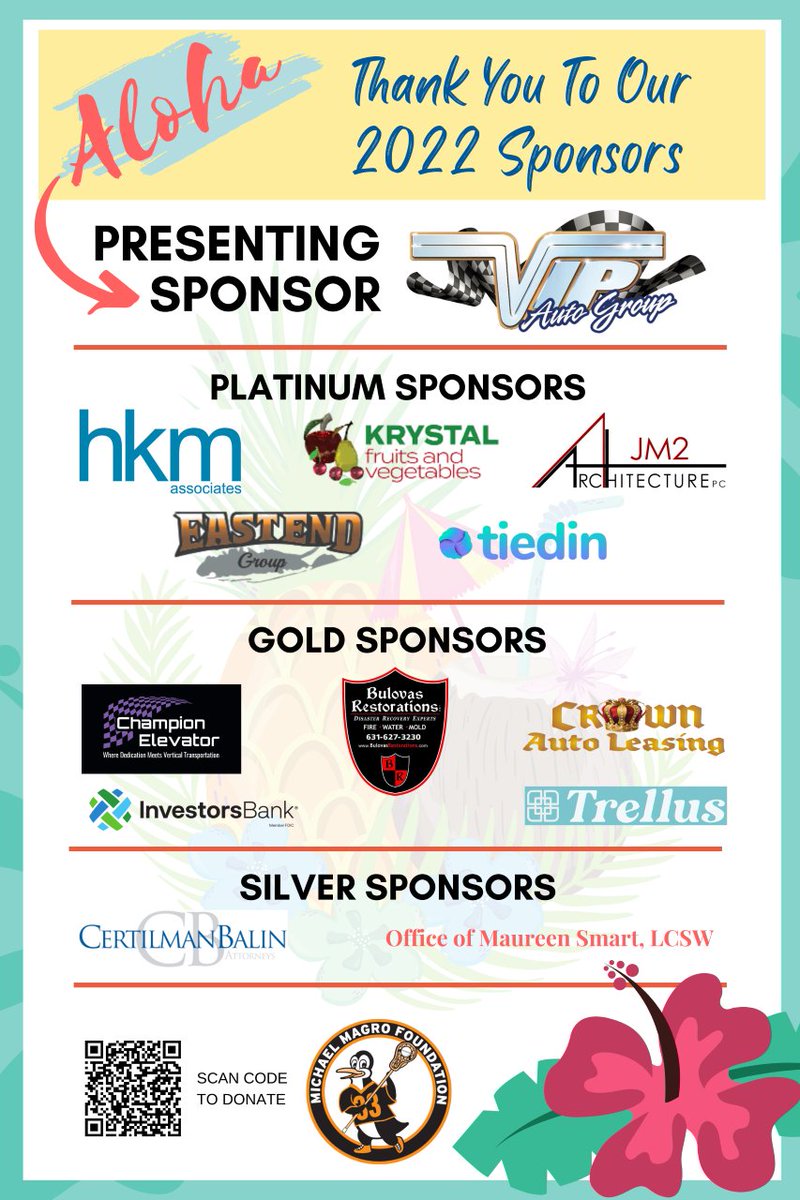 ALOHA! We are so excited about tomorrow's Summer on the Beach Event at The Crescent Beach Club! This event wouldn't be possible without all of our amazing sponsors... THANK YOU! For last-minute tickets, bit.ly/3sCi7AK

This event is rain or shine. Dress comfortably!