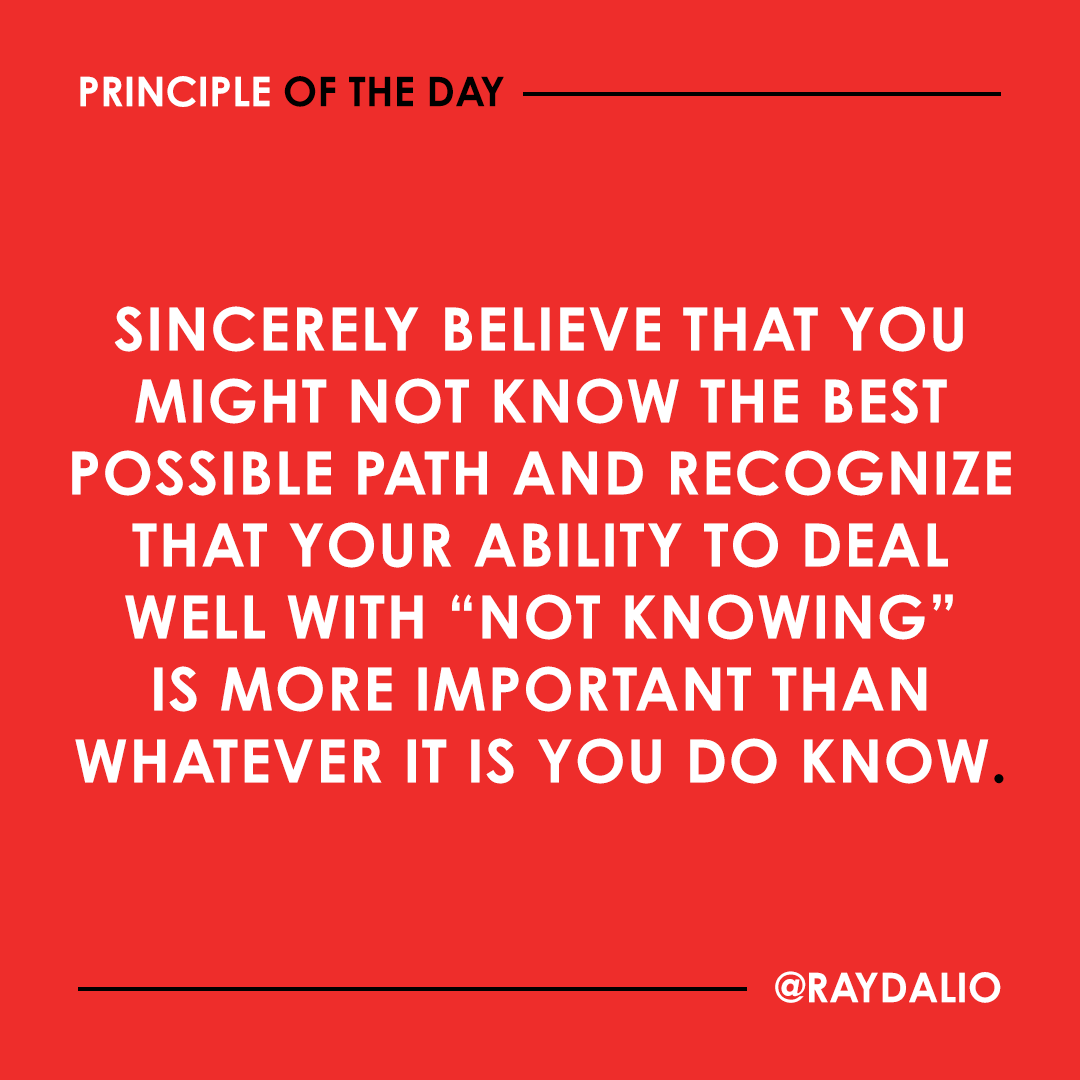 RayDalio's tweet photo. Most people make bad decisions because they are so certain that they’re right that they don’t allow themselves to see the better alternatives that exist. (1/2) https://t.co/Bdo5ye3ycO