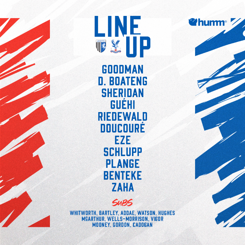 CPFC's tweet photo. Our side to face Gillingham this evening 👊

Click below to watch LIVE on PalaceTV+ 📺

#CPFC