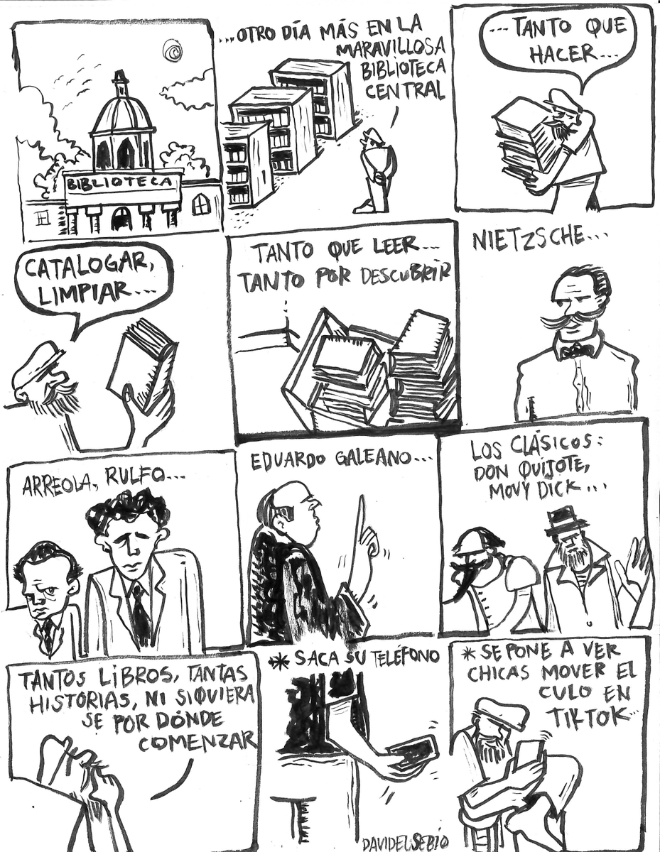 DavidEusebio's tweet photo. ¿Que hacer cuando trabajas en una Biblioteca?
#Comics #Monos #Biblioteca #Tiktok #MeCaeQue https://t.co/tn7X0FBeqD