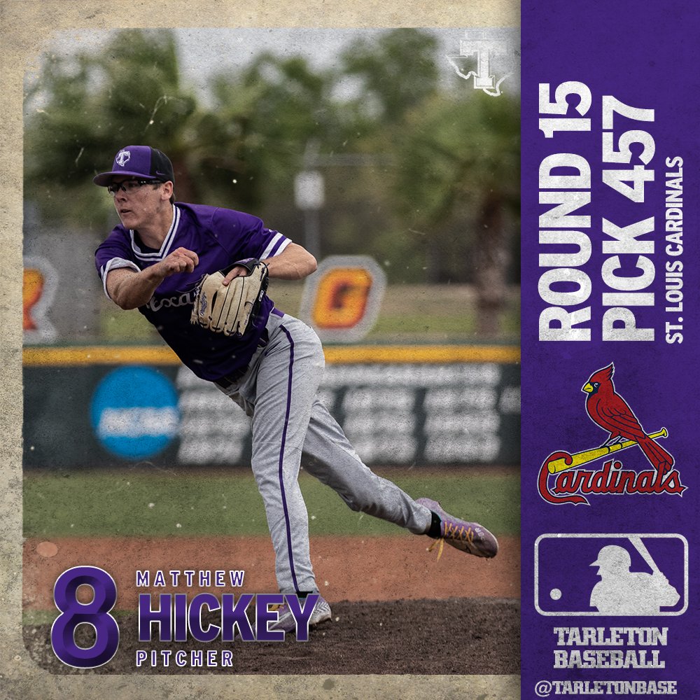 Tarleton State Baseball (@tarletonbase) on Twitter photo Headed to the Cards‼️
Congrats to Matthew Hickey on being selected in the 15th round of the #MLBDraft by the <a href="/Cardinals/">St. Louis Cardinals</a>!
📖 bit.ly/3PjYzdh
#TexanNation | #STLCards Headed to the Cards‼️
Congrats to Matthew Hickey on being selected in the 15th round of the #MLBDraft by the <a href="/Cardinals/">St. Louis Cardinals</a>!
📖 bit.ly/3PjYzdh
#TexanNation | #STLCards