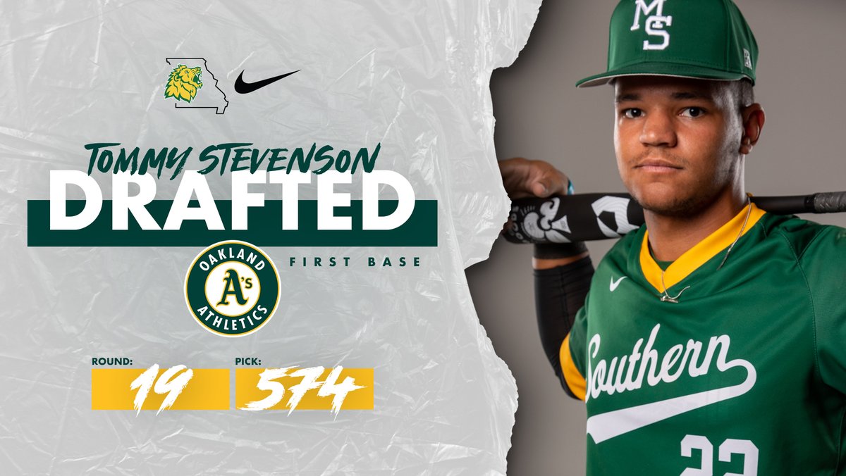 DRAFTED | Tommy Stevenson 
Congratulations to Tommy Stevenson (1B) on being Drafted by the Oakland A's! 
Round: 19 | Pick: 574  | #LetRoar 🦁