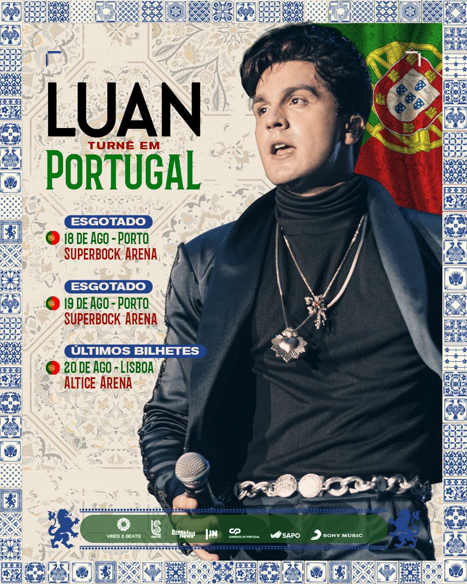tá chegando a hora, Portugal!! 🇵🇹 
em poucos dias, estaremos juntos para 3 noites épicas e históricas. 
vcs não estão entendendo o que eu tô preparando! um spoiler: um show totalmente diferente, com direito a gravação de músicas inéditas. vcs não podem perder!
