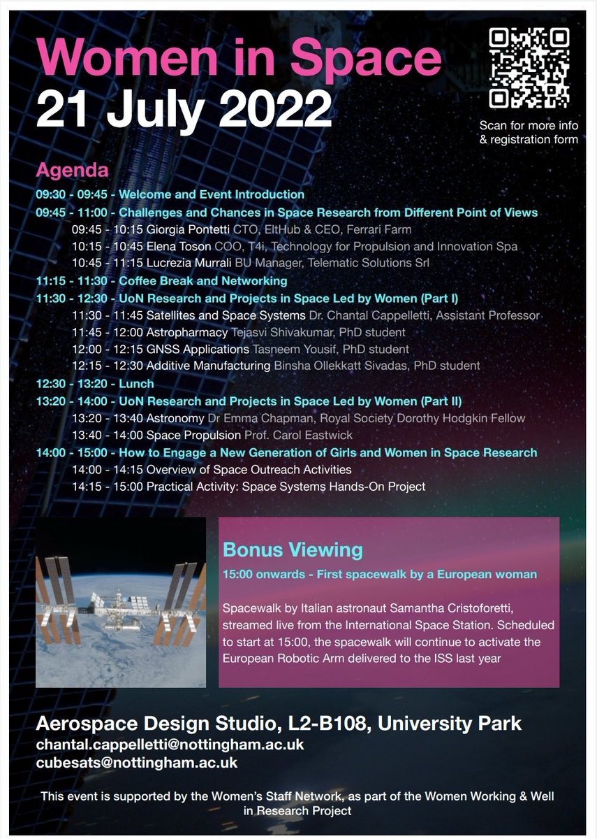 Open to everyone interested. We are going to discuss about Women in Space research from different point of view. Join us (also on line but remember to fill the registration form)!!!