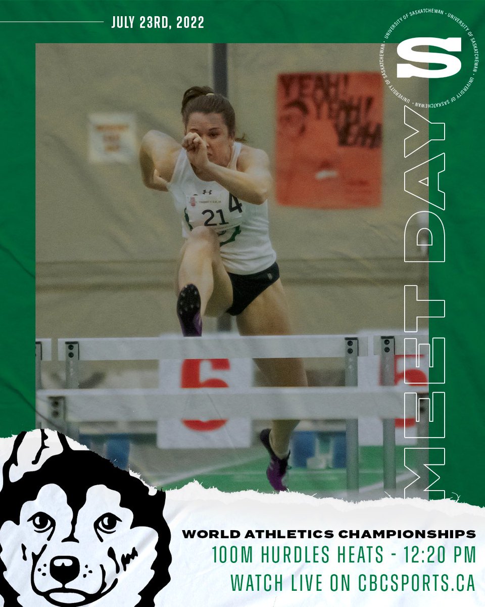 Huskie TFCC is excited for Day 9 of the world champs (Saturday July 23), as Huskie TF alumni Michelle Harrison will be on the starting line in the women’s 100m Hurdles donning the Canadian colours. The Heats are scheduled for 12:20pm Sask Time. Good luck Michelle! #huskiepride