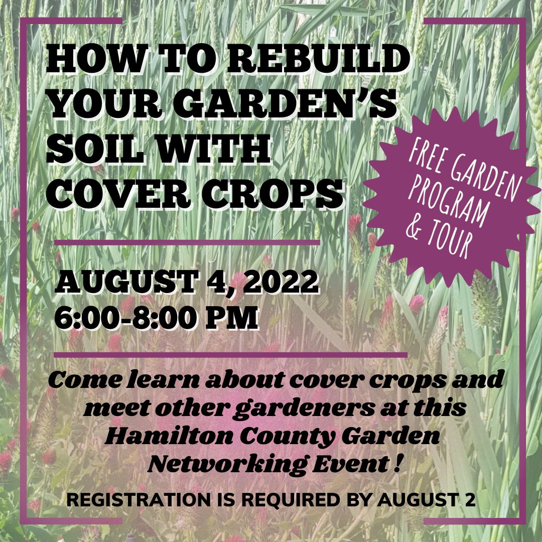 HamiltonSWCD's tweet image. Check out our upcoming Garden Networking Event, learn about cover crops and network with other gardeners.  Registration required through the link below. 
⬇️ ⬇️ ⬇️ ⬇️ ⬇️ ⬇️⬇️ ⬇️
hamiltonswcd.salsalabs.org/HCGNCoverCropE…
#covercrops #communitygardens #homegardens #soilhealth #conservation