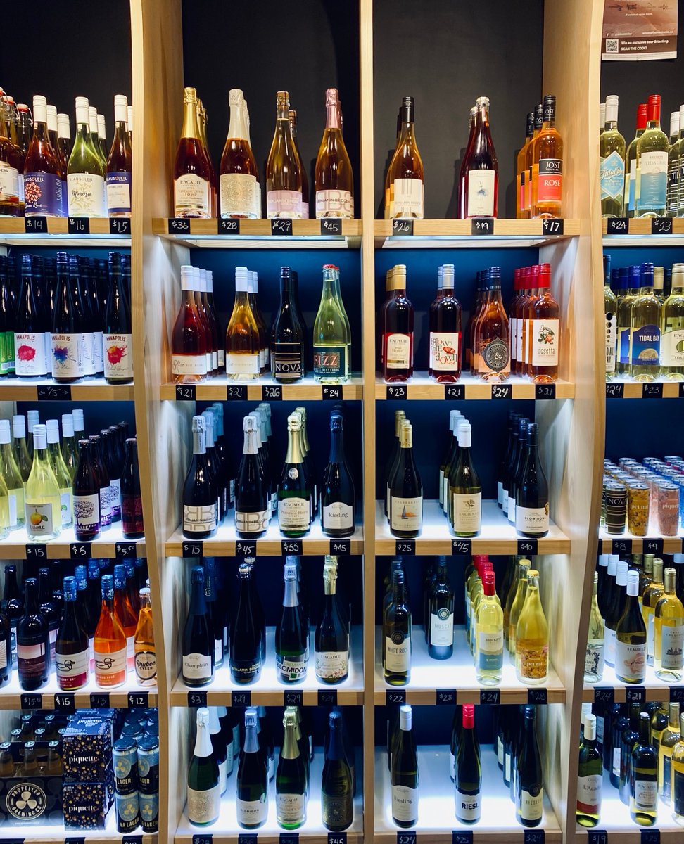 winegrowersns's tweet photo. Flight delayed? That's OK you *might* have enough time to read each of the wine labels at @liquidassetsns before boarding.

What a selection of Nova Scotia wines!

Located in Halifax Stanfield International Airport.
Open at 7 am daily! https://t.co/tEw0J9bsQv