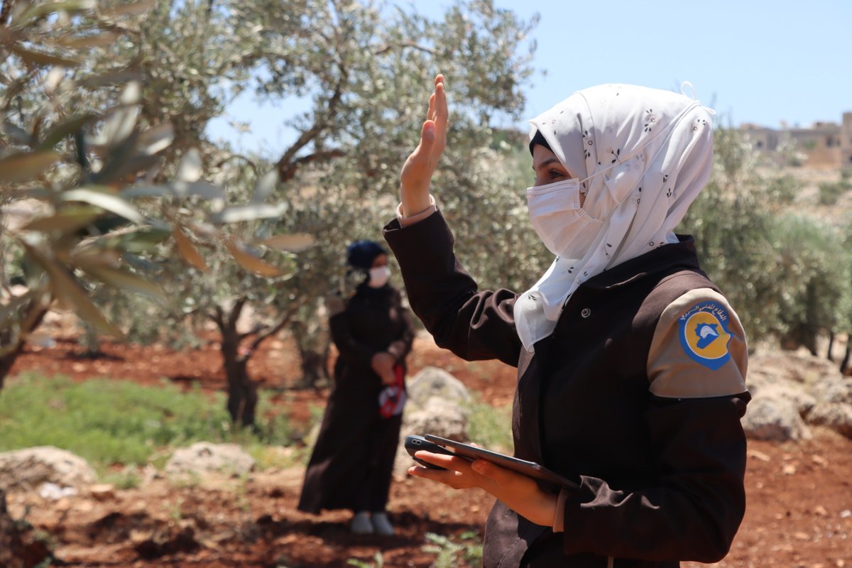SyriaCivilDef's tweet photo. "My name is Maryam Al-Assaad, I'm a volunteer in the survey team within the UXO removal teams. I chose this field because I believe in the importance of protecting civilians' lives from the deadly danger of war remnants. https://t.co/61sjBORIsA