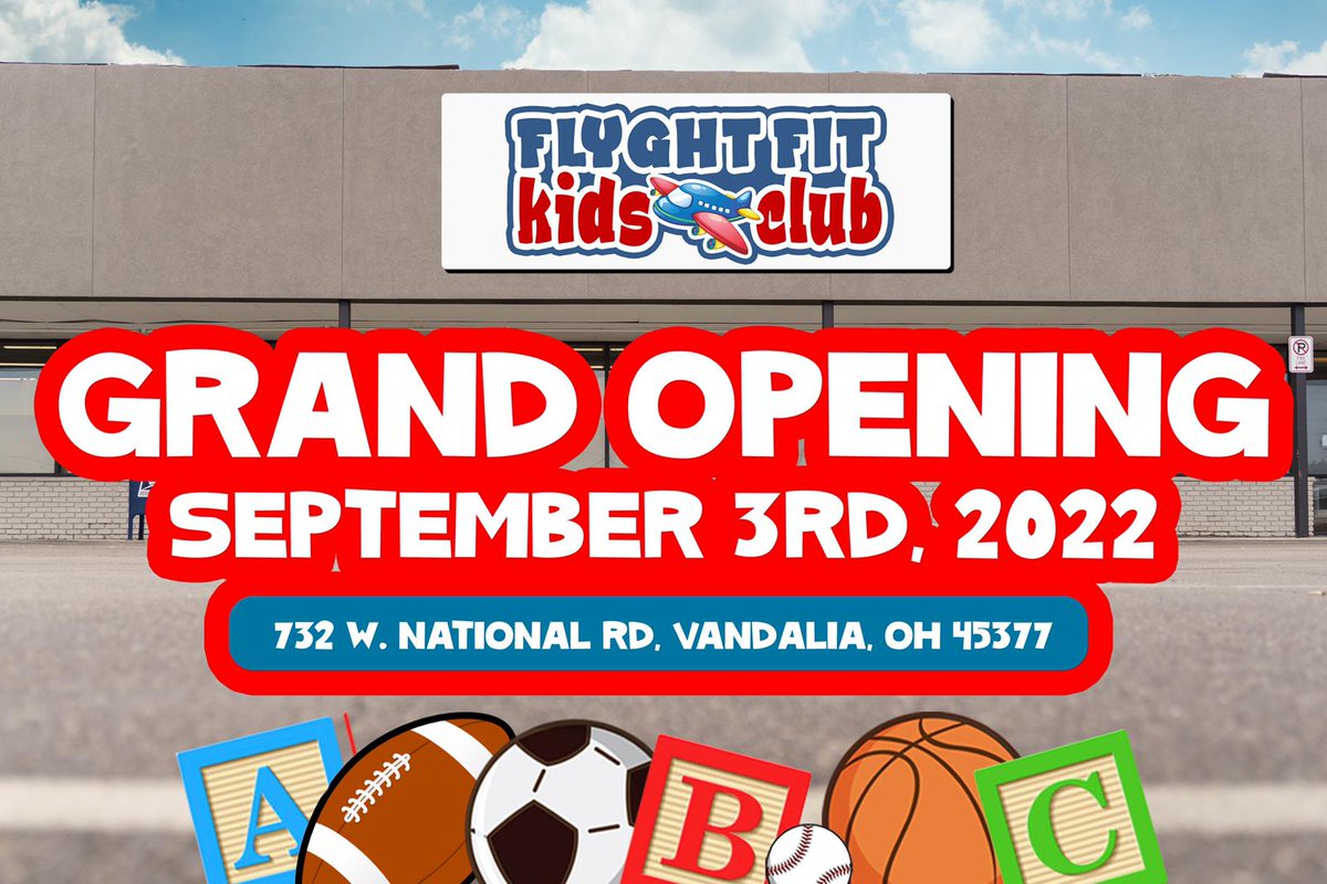 FlyghtFitKC's tweet photo. 🚨 Flyght Fit Kids Club Grand Opening 🚨

📆 September 3rd
📍 732 W National Road, Vandalia OH, 45377
🥳 A place where kids can play, learn, and grow! 

👀 Want to get a preview of what FFKC is all about?  Join us this weekend at our Pop Up Event! 

https://t.co/KQlHZ8Tpta https://t.co/cbV2X2OBcw