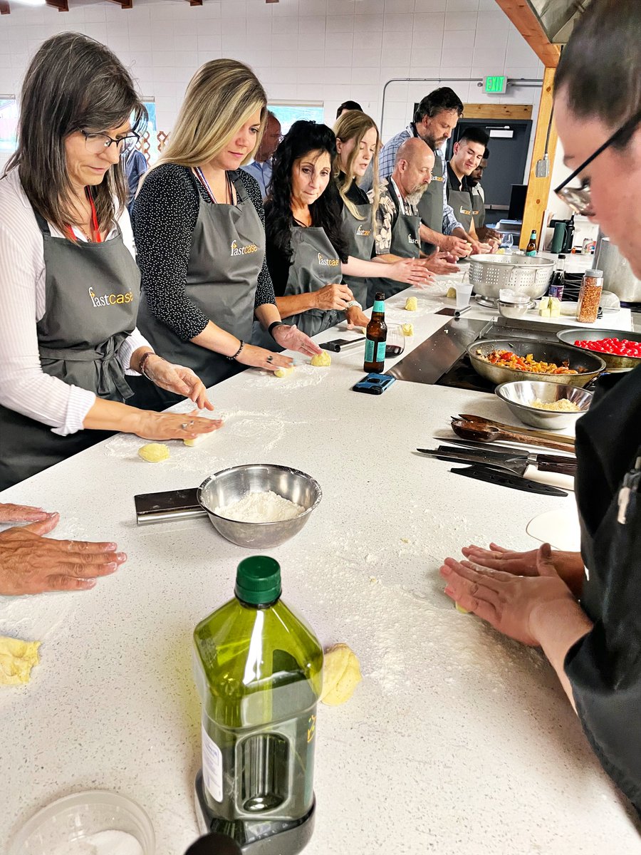 fastcase's tweet image. Mangiamo! Welcome to Italy 🇮🇹

Wine, bread, and pasta was the perfect way to conclude our culinary tour around the world. We learned how to make a decadent Gnocchi with red tomato sauce from scratch with an incredible group of Law Librarians. 

#AALL22 #Fastcase #DocketAlarm