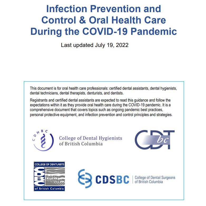 cdsbc's tweet image. To support you in continuing to provide oral health care safely during the pandemic, CDHBC, CDTBC, CDSBC, and CDBC have worked collaboratively to update the joint COVID-19 guidance document for oral health care professionals.

Access the updated document: cdsbc.org/Documents/covi…