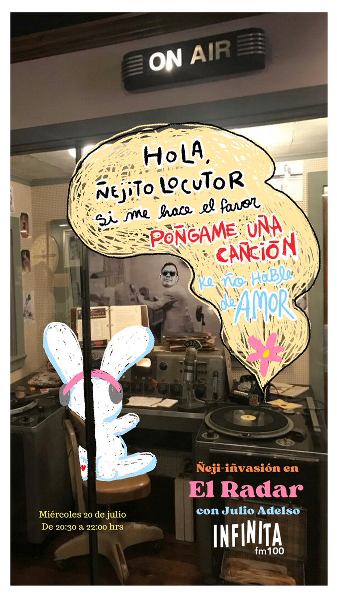 momemiau's tweet photo. Hola… ñejito locutor chi me hace el favor póngame uña cancióñ que ño hable de amooor 💔🎶

MAÑANA! Estaré en Radio Infinita con @Julio_Adelso 🔥🐇

ño se la pierdaaAan✨ https://t.co/vOTZO0BMmj