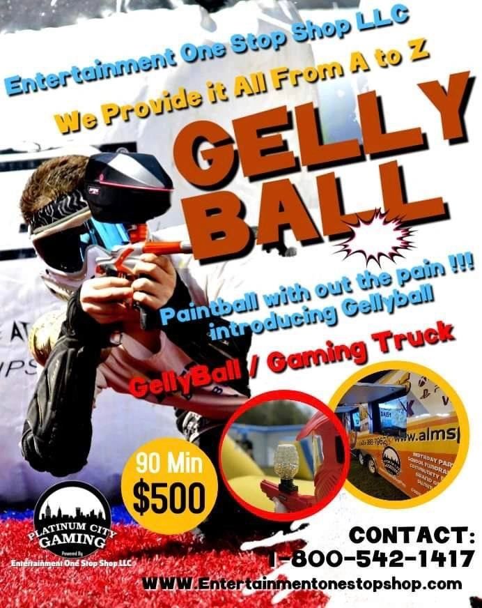 EOSSLLC's tweet image. Have you tried your hand at gelly ball yet? Add it to our Gaming Truck or rent it separately for a fun twist on paintball! To check out our rates, call 1 (800) 542-1417 or visit entertainmentonestopshop.com.