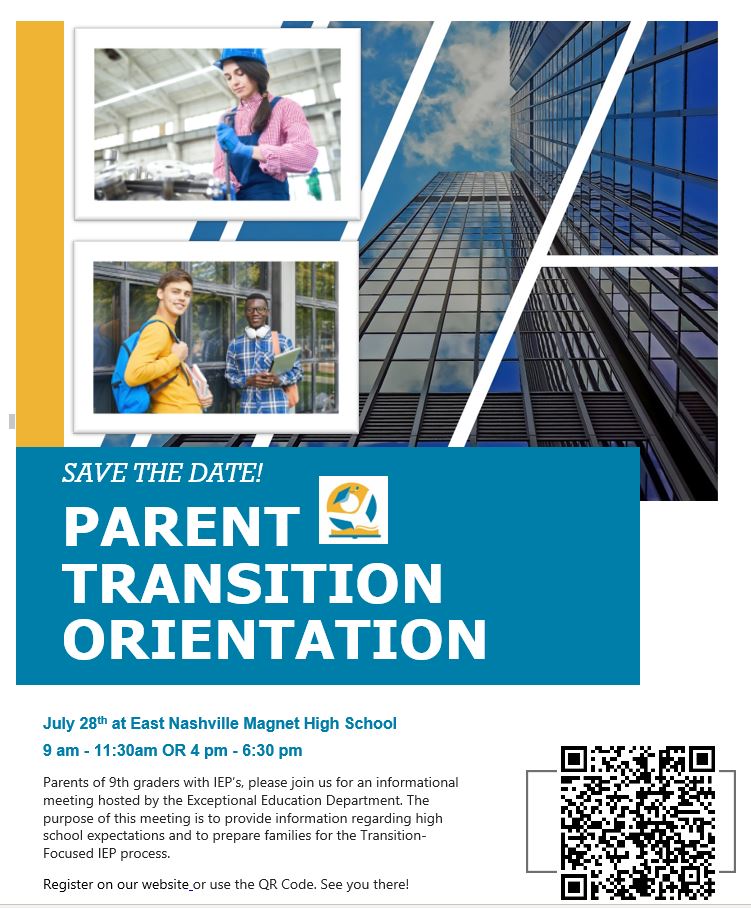 Does your rising 9th grader have an IEP? 

Join the <a href="/EERocks_MNPS/">EERocks_MNPS</a> team July 28 for an informational meeting on what you can expect as your student enters high school. There are two meeting times. Details and registration: mnps.org/learn/academic…